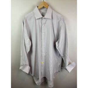 TM Lewin & Sons Friday London White Checks Dress Shirt XXL 2XL 17 1/2 England